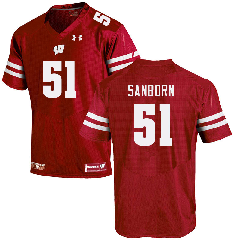 Men #51 Bryan Sanborn Wisconsin Badgers College Football Jerseys Sale-Red - Click Image to Close